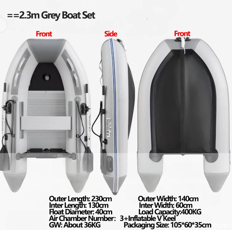 1.2mm Thickened PVC Assault Boat with V Keels Set for Water Sports Fishing Durable Wear-resistant Inflatable Boat Alloy Bottoms