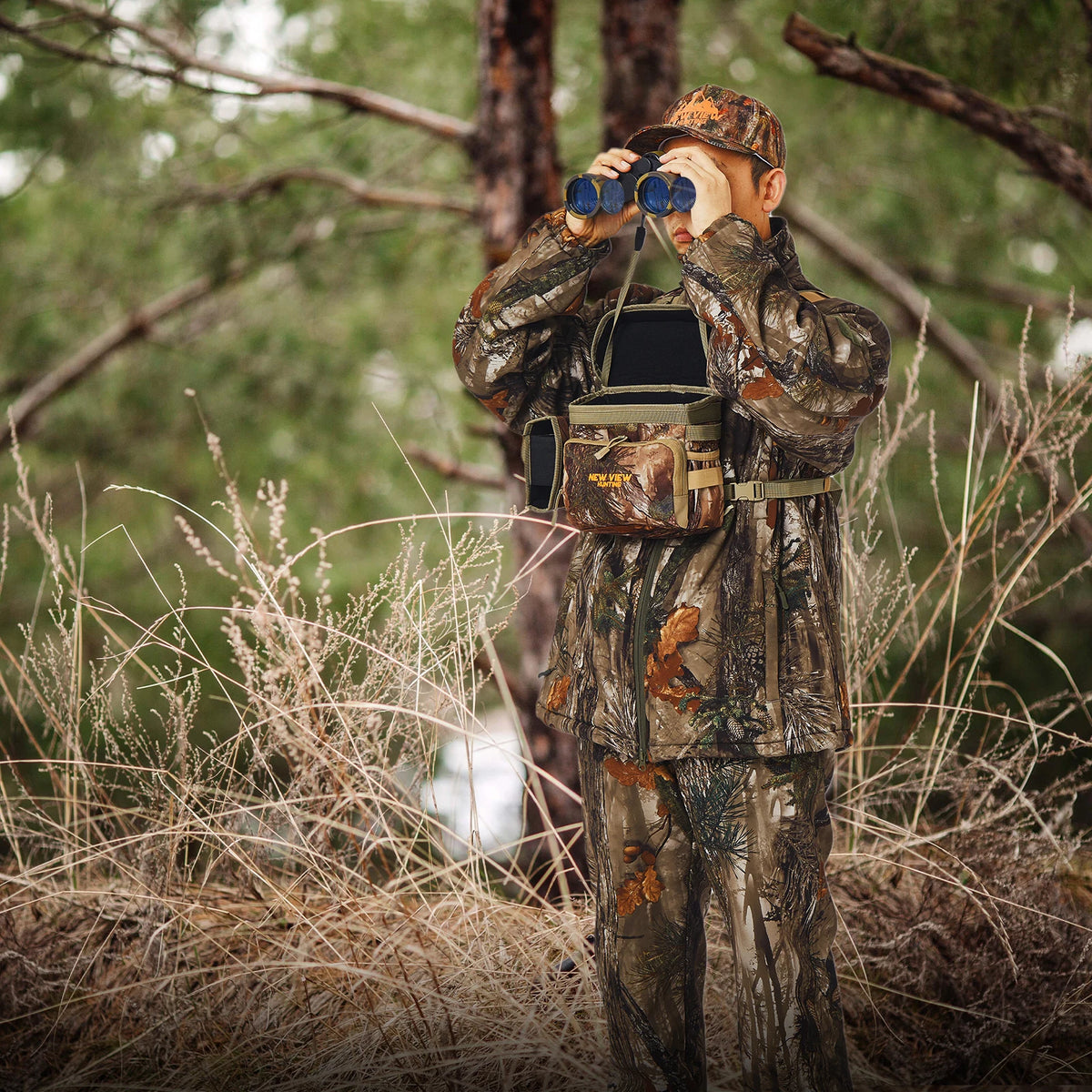 NEW VIEW Bino Packs for Hunting, Binocular Straps Harness Chest Pack with Detachable Rangefinder Pouch(Large Size)