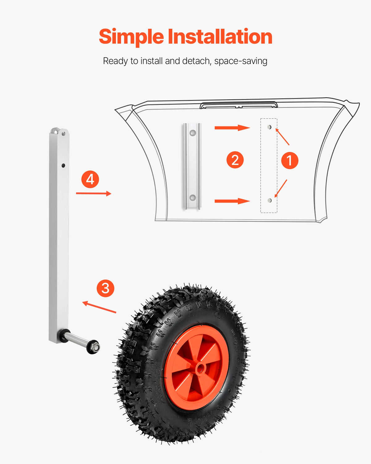 SucceBuy 300/500/600 lbs Boat Launching Wheels Aluminium Alloy Transom Wheel with Inflatable Rubber Tires, Folding Launch Wheels