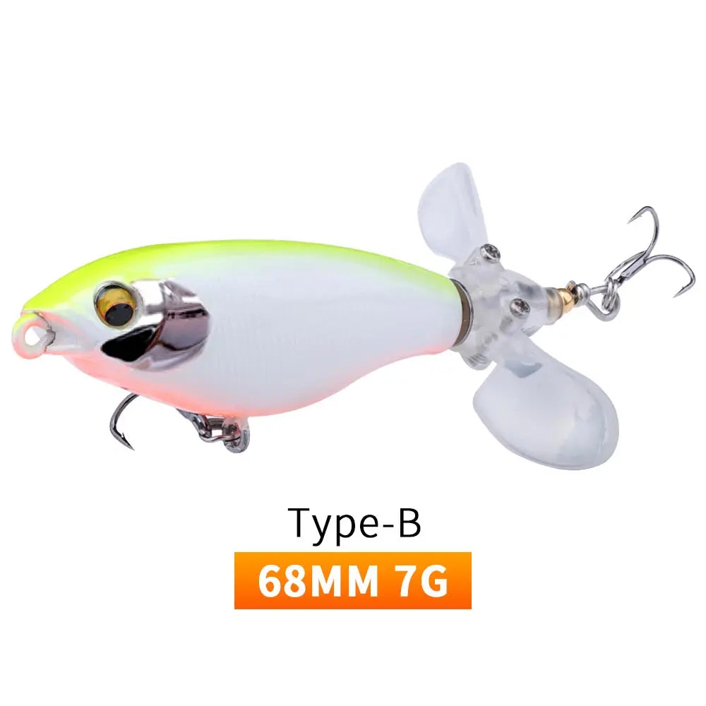 TREHOOK 9g/16g Topwater Whopper Popper Fishing Lures Rotating Double Propeller Tail Artificial Bait Floating Wobblers