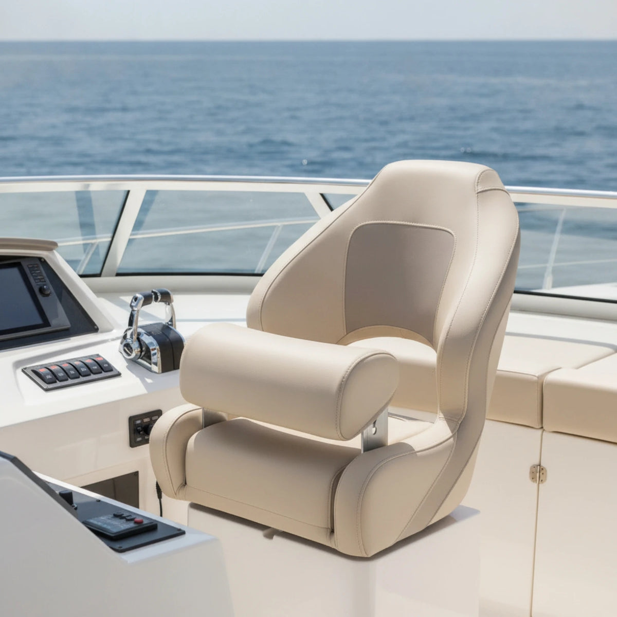 Helm Seat Marine Grade Boat Seat with Side Support Captain's Chair Heavy Duty Furniture Resistant for Yachts