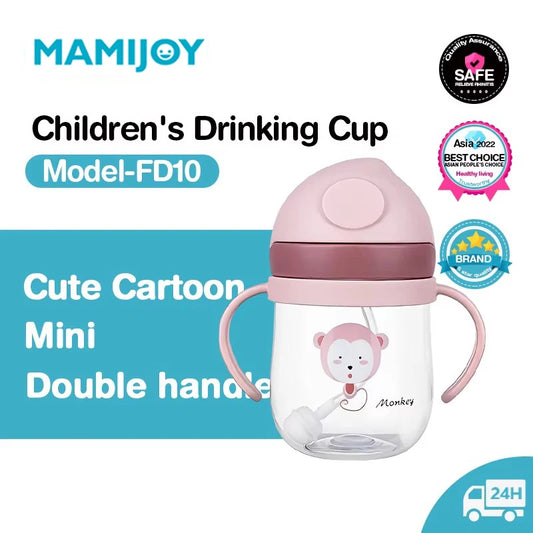MAMIJOY  BY01 Kids Water Sippy Cup Creative Cartoon Baby Feeding Cups with Straws Leakproof Water Bottles Outdoor Childrens Cup