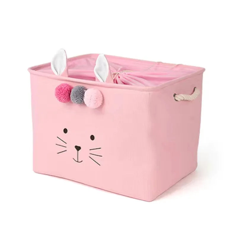 Large Folding Laundry Basket Toys Storage Box Clothes Organizer With Lid Hamper Cute Kids Storage Basket With Handle Home Decor