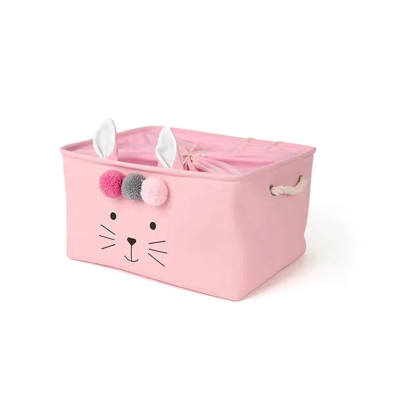 Large Folding Laundry Basket Toys Storage Box Clothes Organizer With Lid Hamper Cute Kids Storage Basket With Handle Home Decor