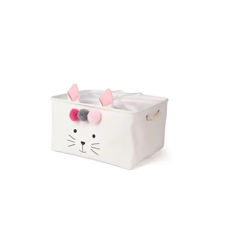 Large Folding Laundry Basket Toys Storage Box Clothes Organizer With Lid Hamper Cute Kids Storage Basket With Handle Home Decor