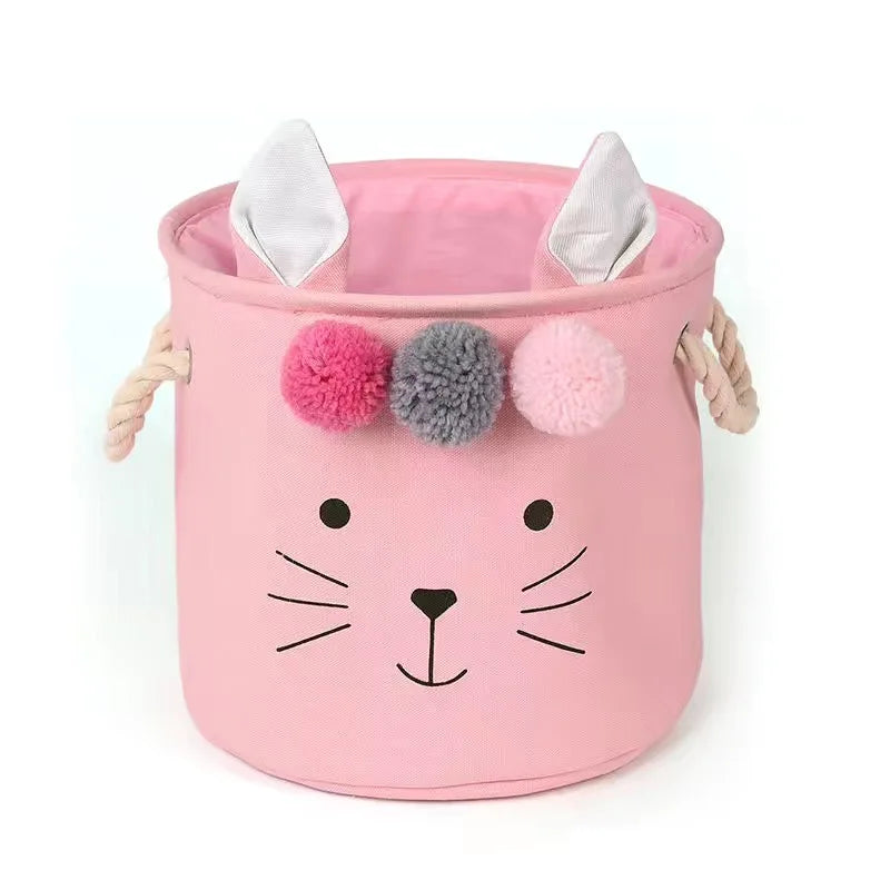 Large Folding Laundry Basket Toys Storage Box Clothes Organizer With Lid Hamper Cute Kids Storage Basket With Handle Home Decor