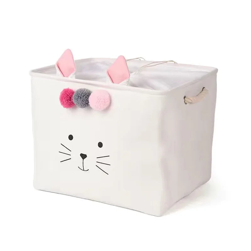 Large Folding Laundry Basket Toys Storage Box Clothes Organizer With Lid Hamper Cute Kids Storage Basket With Handle Home Decor