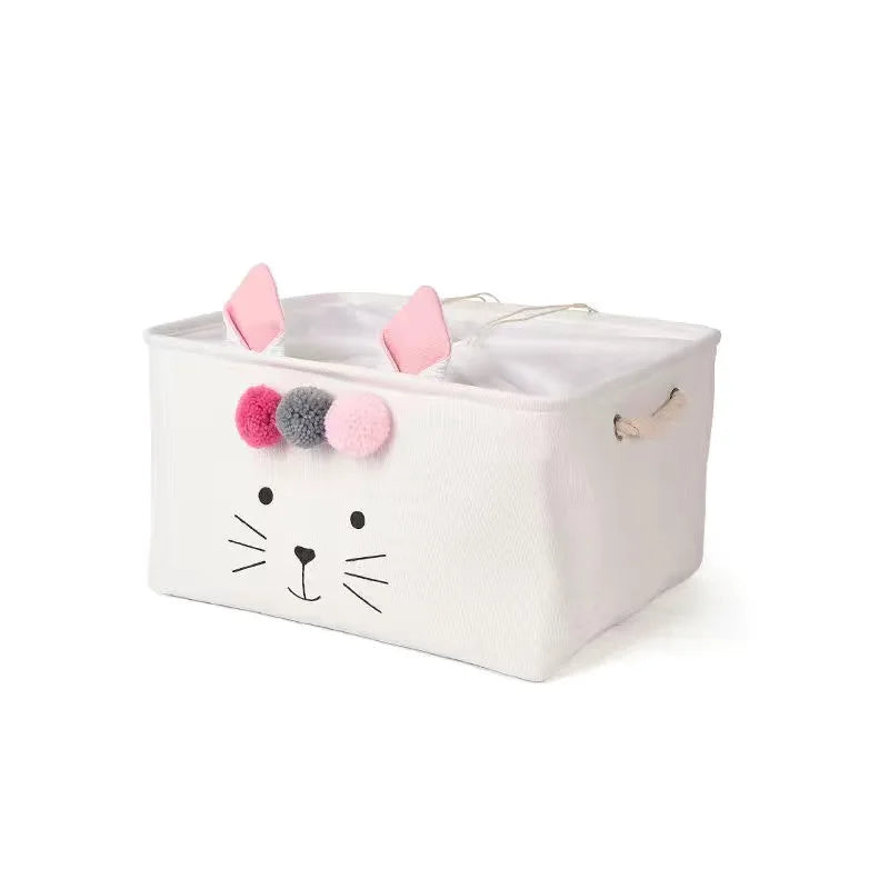 Large Folding Laundry Basket Toys Storage Box Clothes Organizer With Lid Hamper Cute Kids Storage Basket With Handle Home Decor