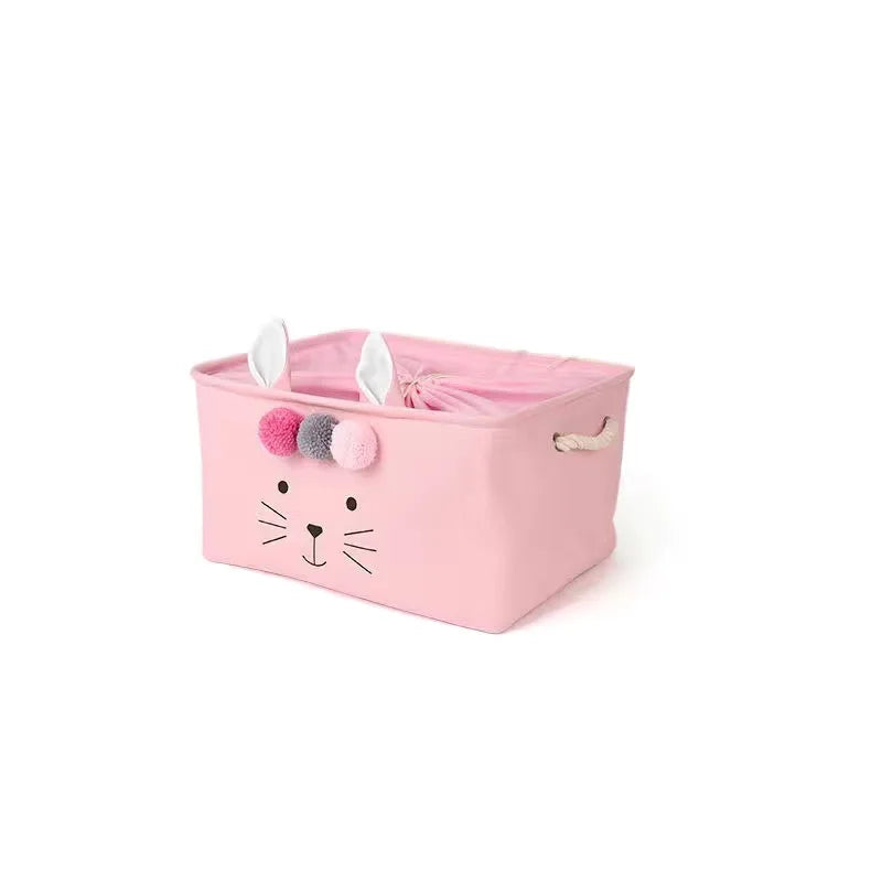 Large Folding Laundry Basket Toys Storage Box Clothes Organizer With Lid Hamper Cute Kids Storage Basket With Handle Home Decor