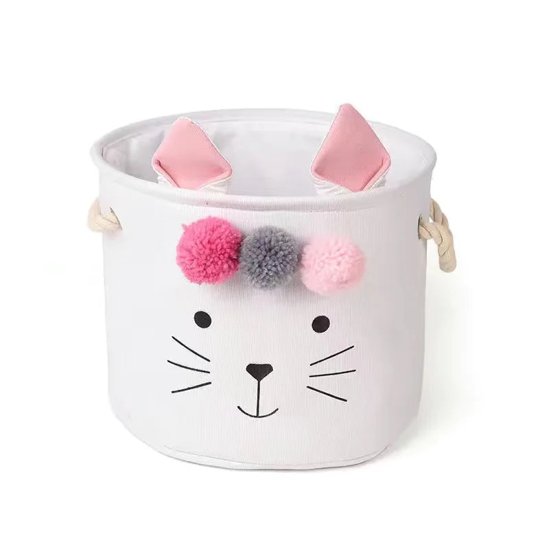Large Folding Laundry Basket Toys Storage Box Clothes Organizer With Lid Hamper Cute Kids Storage Basket With Handle Home Decor