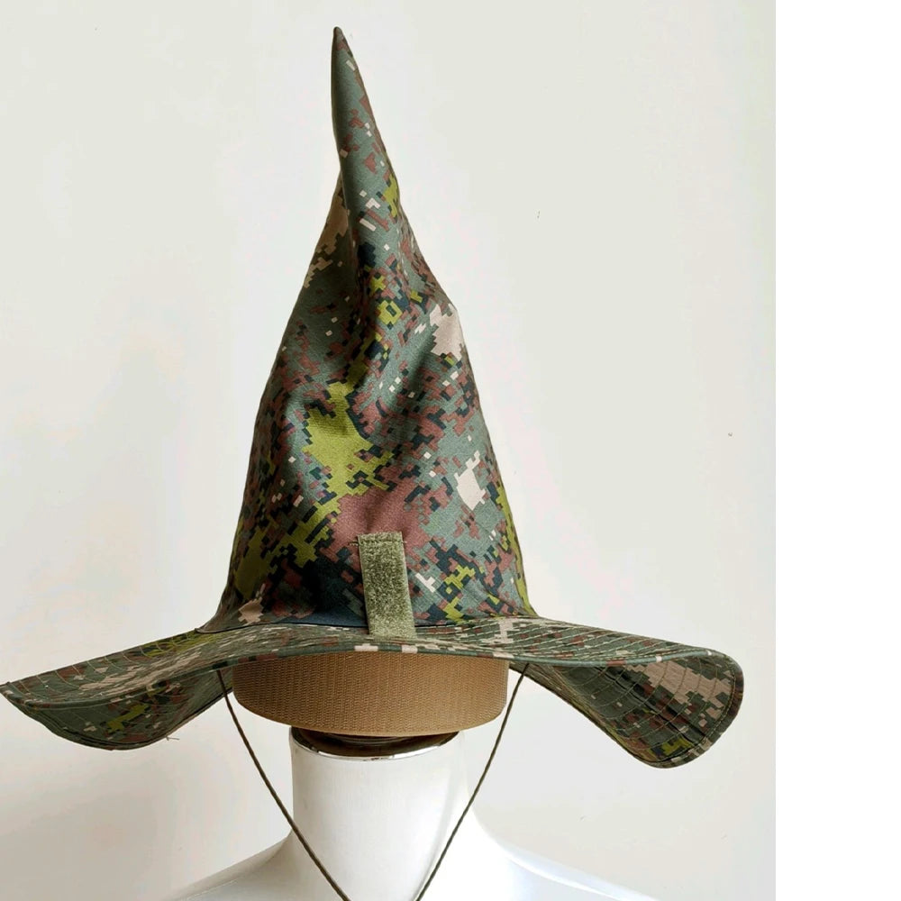 Tactical Camouflage Magic Hat Airsoft Wide-Brimmed Sun Hat Men's Outdoor Sports Boonie Camo Hat CS Halloween Cosplay Equipment