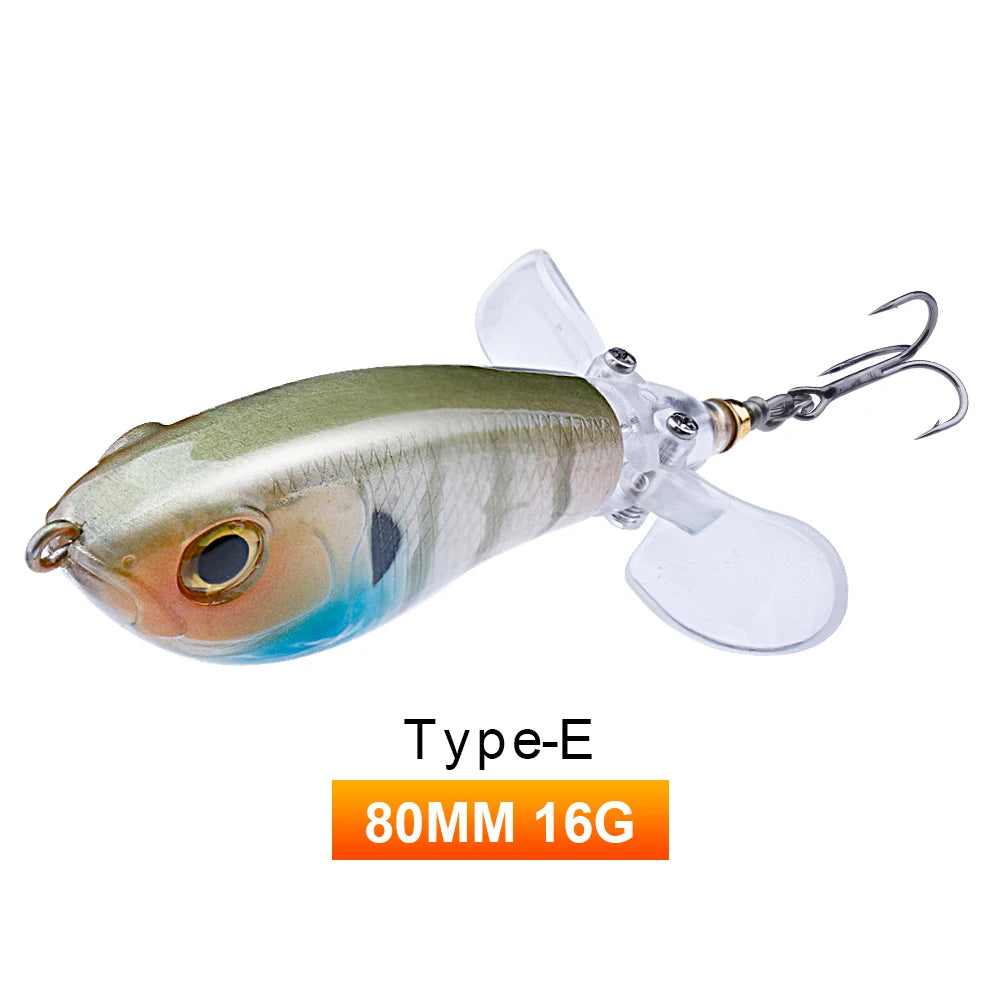 TREHOOK 9g/16g Topwater Whopper Popper Fishing Lures Rotating Double Propeller Tail Artificial Bait Floating Wobblers