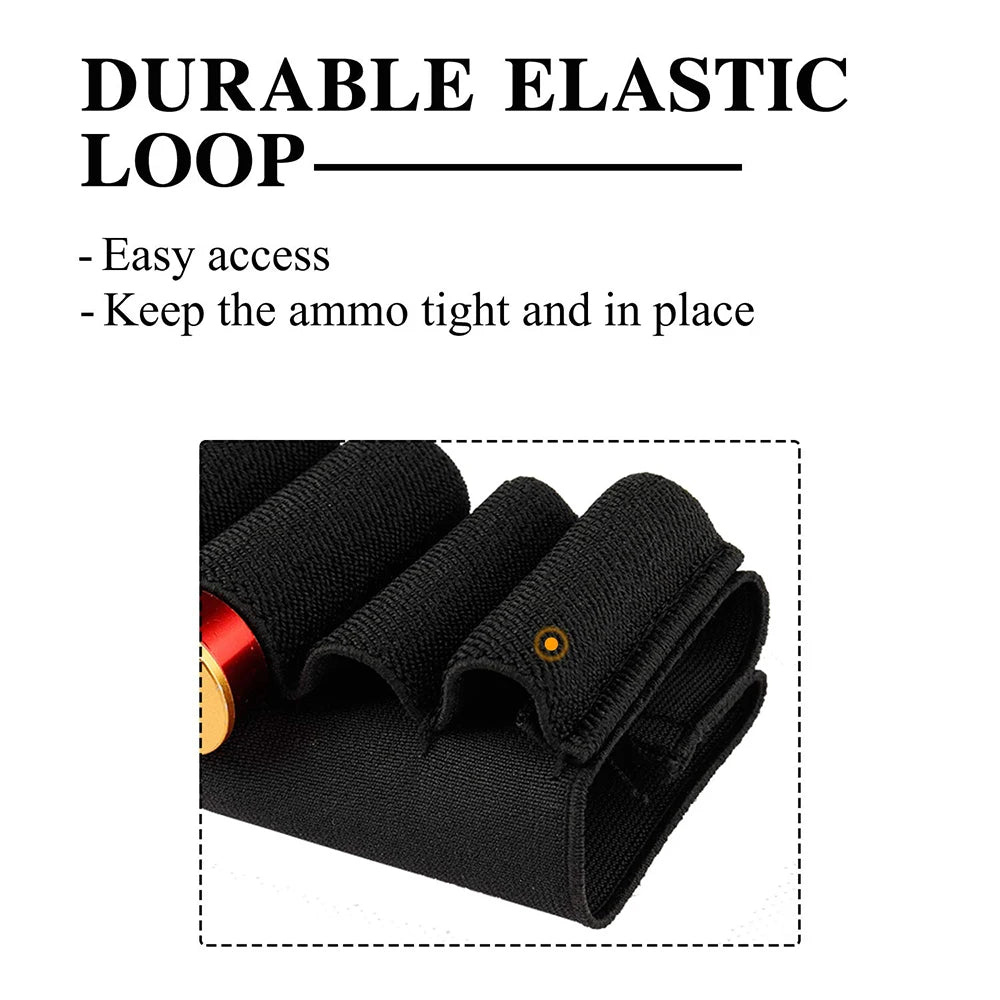 5/8 Round Quick Reload Buttstock Shell Holder for Shotgun Universal 12/20 Gauge Elastic Cartridge Carrier