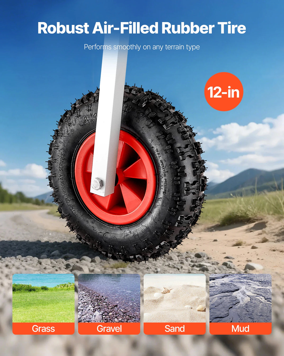 SucceBuy 300/500/600 lbs Boat Launching Wheels Aluminium Alloy Transom Wheel with Inflatable Rubber Tires, Folding Launch Wheels