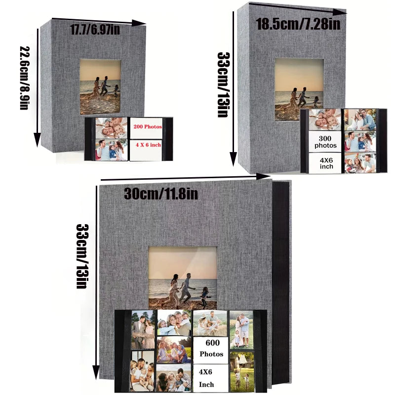 Linen large Photo Album Scrapbook 200/300/600 Pockets for 4x6 Photos Slip-in memory books Wedding Baby Family Anniversary Photo