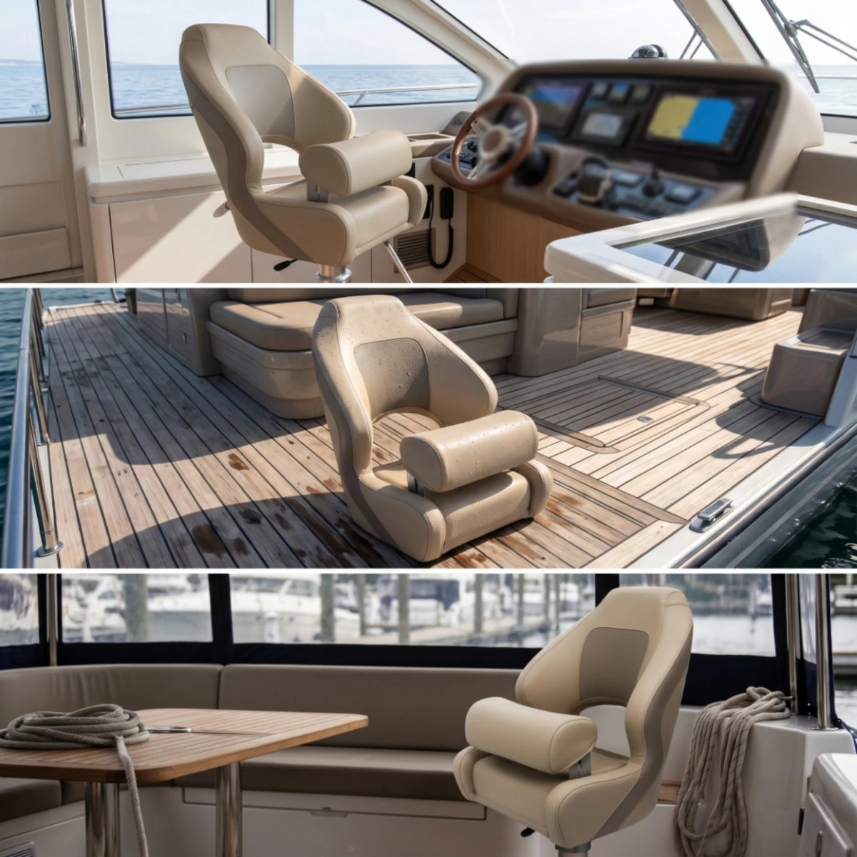 Helm Seat Marine Grade Boat Seat with Side Support Captain's Chair Heavy Duty Furniture Resistant for Yachts