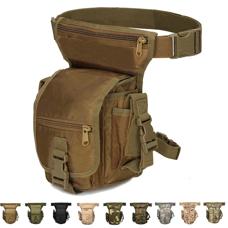Nylon Tactical Gear Thigh Drop Leg Bag Men Outdoor Hunting Molle Bag Multipurpose Utility Bag for Hiking Camping
