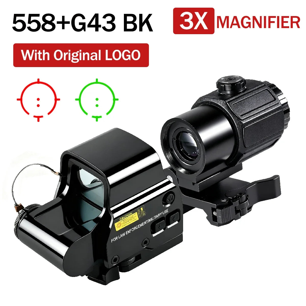 Hot Sale E*t*ch 558 Holographic Red/green Dot Sight and 3X/5X Magnifier Kit Hunting Gear Collimator W/Original Markings