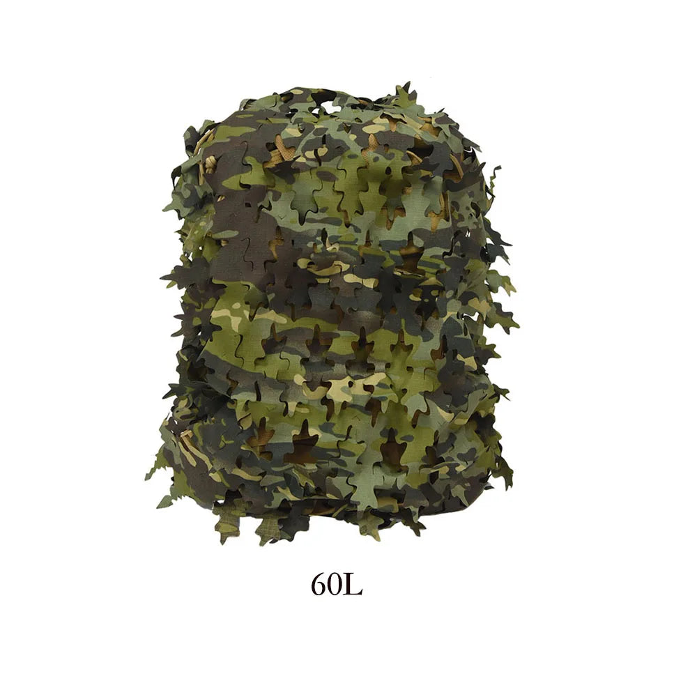 3D Bionic Leaf Shape Disguised Net Backpack Cover 60L 80L Laser Cut Hunting Backpack Cover Paratrooper