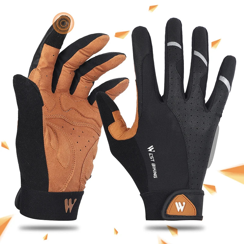 WEST BIKING Racing Off Road Motorcycle Gloves Breathable Anti Slip MTB Road Bike Gloves Touch Screen Gym Training Gloves