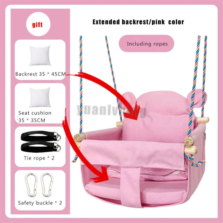 Kids Swing Portable Ceiling Suspended Chair With Seat Cushion Kids Baby Children's  Hammock with Safety Belt For Kids Babies