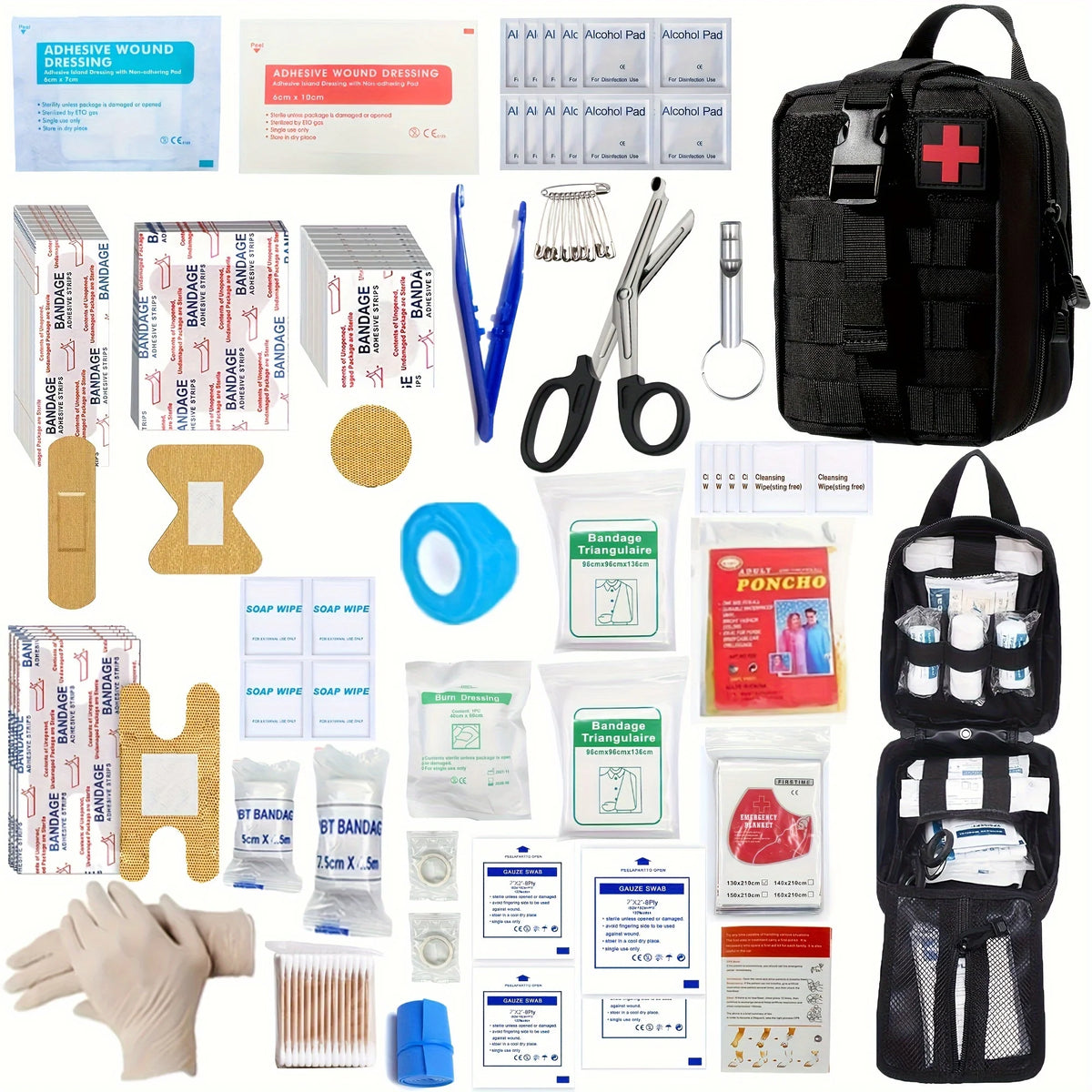 205pcs Universal First Aid Kit for Home, Travel, Outdoor & Emergency. Compact & Complete. Fast Delivery!