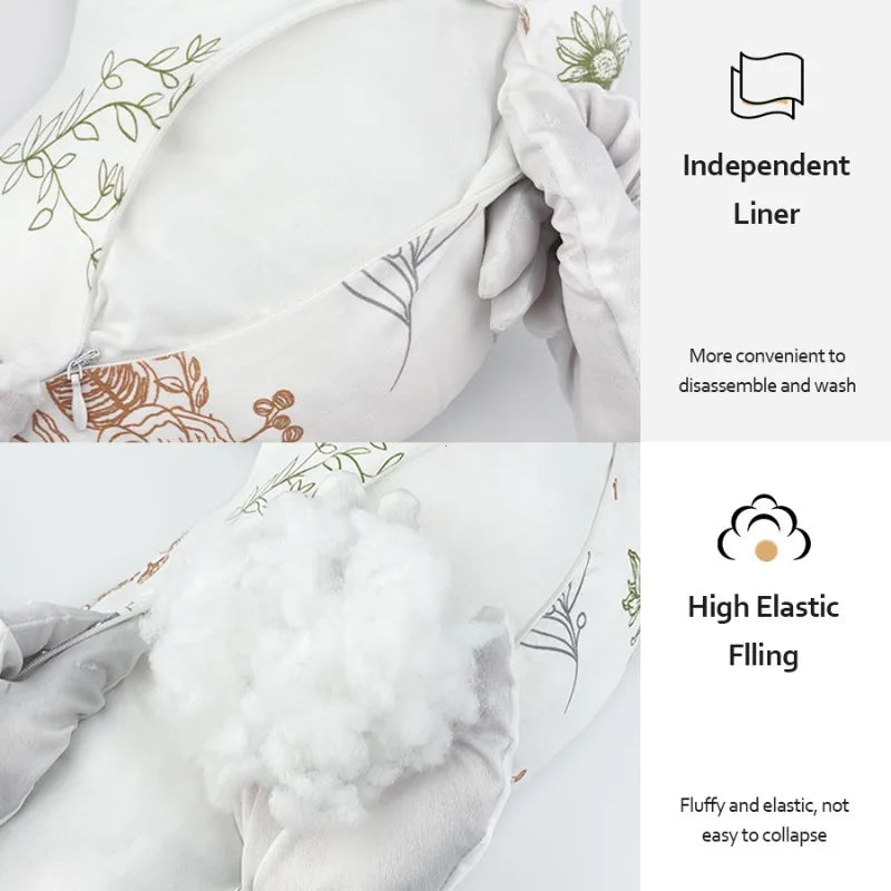 Nursing Pillow U-Shaped - Multifunctional with Removable, Machine Washable Cover - Waist & Neck Support for Breastfeeding