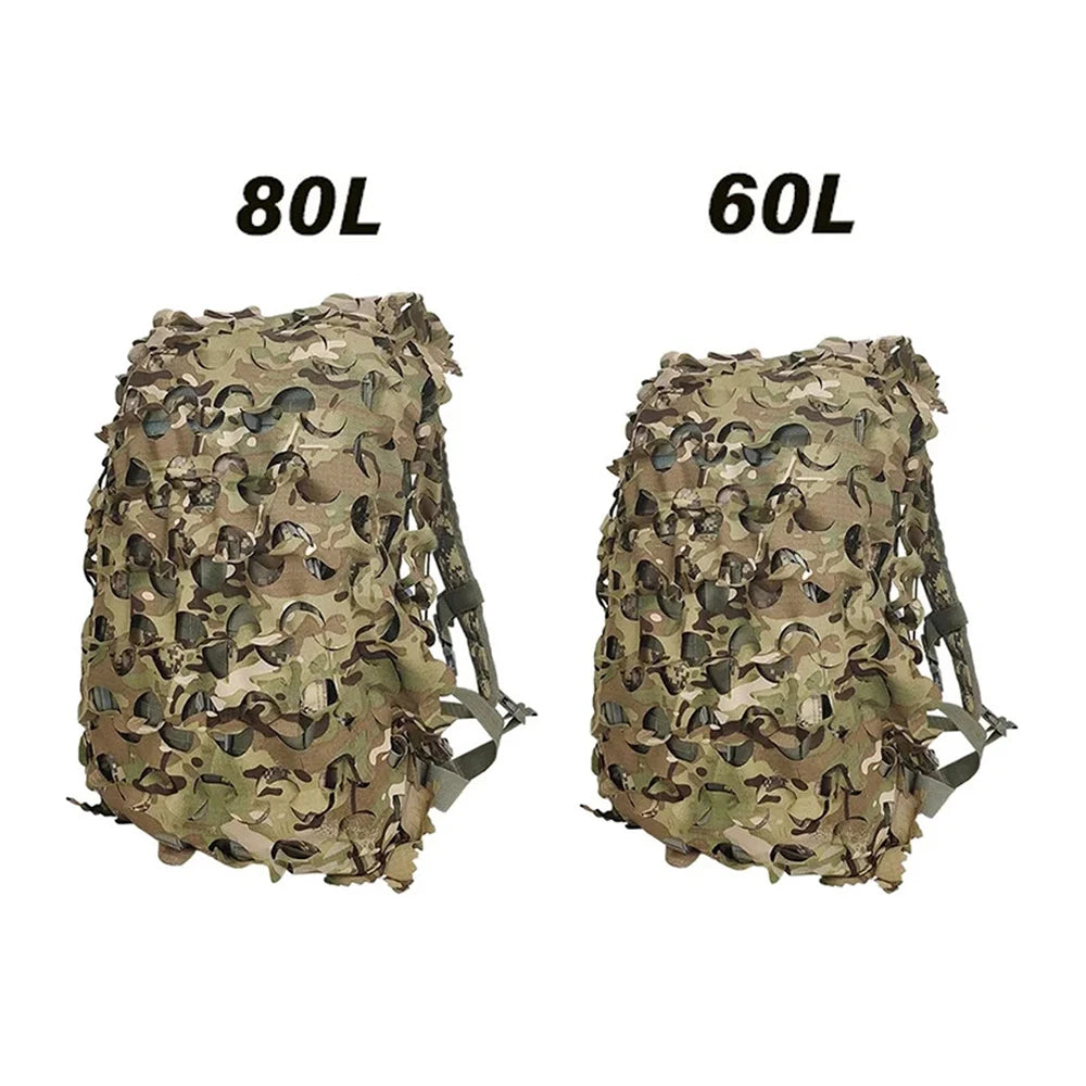 3D Bionic Leaf Shape Disguised Net Backpack Cover 60L 80L Laser Cut Hunting Backpack Cover Paratrooper