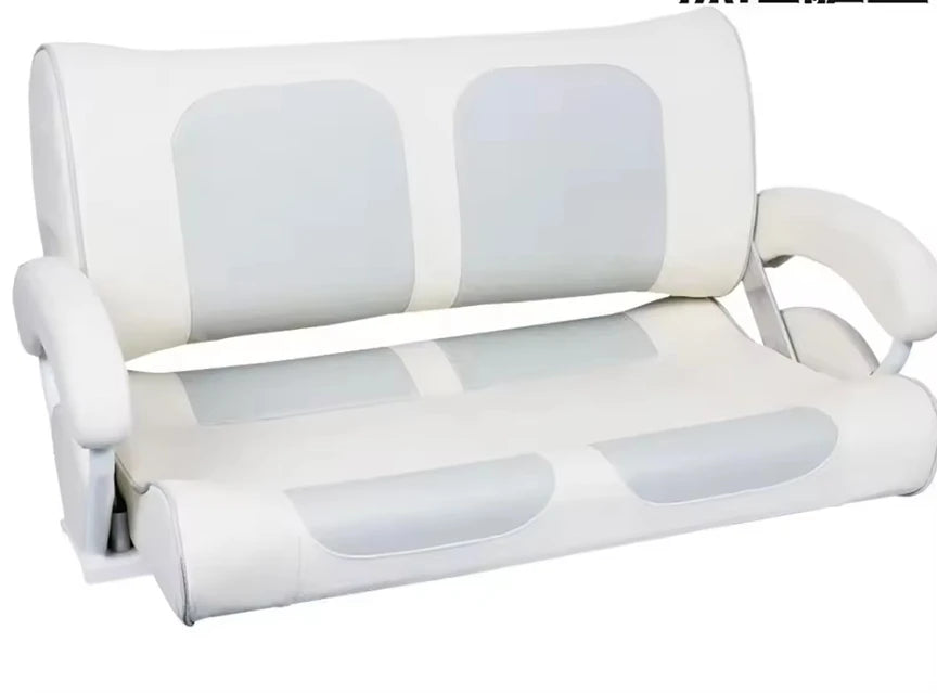 Airow auto High Quality White & Dark Blue Double Boat Seat with Full Upholstered Cushion for Marine Ship Yacht