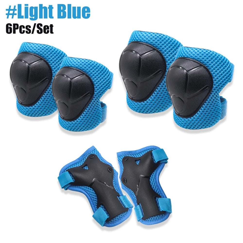 Knee and Elbow Pads Wrist Guards 3 in 1 Kids Protective Gear Set for BMX Inline Roller Skating Bike Rollerblading Riding Sports