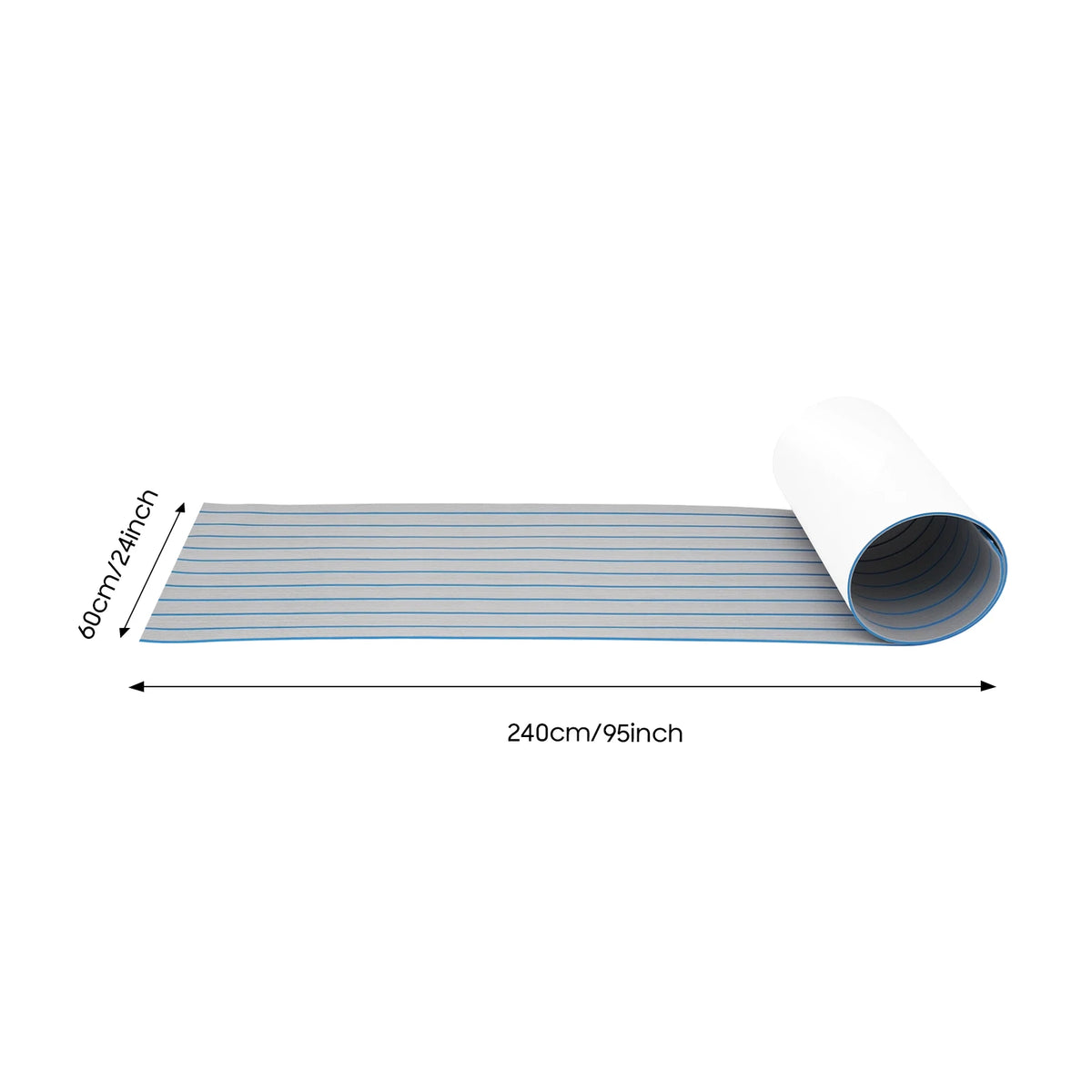 Light Grey / Brown EVA Foam Teak Floor, Non-Slip Marine Flooring Mat 240x60cm, Grey Blue Striped Boat Deck Pad, Soft Comfortable DIY Cut, Luxury Yacht Camper RV Surface Protector, Shock Absorbent, Easy Installation, Outdoor D