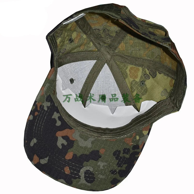 Tactical Flecktarn Camouflage Military Style Baseball Cap Outdoor Camping Fishing Cap Unisex Paintball Flat Hats