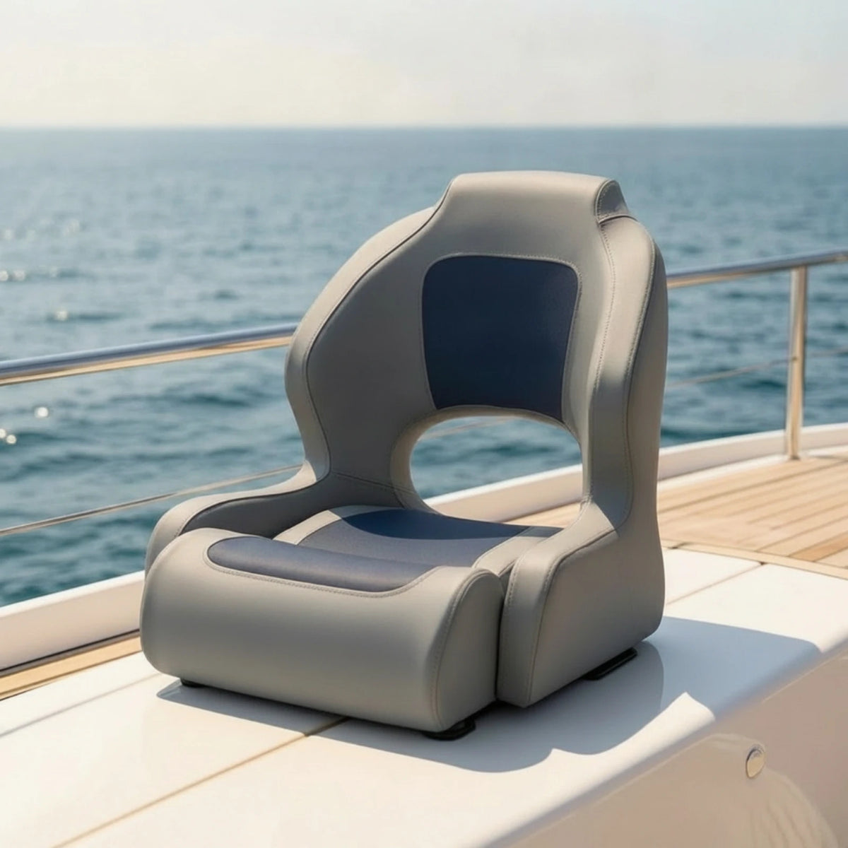 Boat Captain Chair Impermeable Two-tone High-back Seat with Cushion Marine-grade Seating for Boat Owners and Speedboats