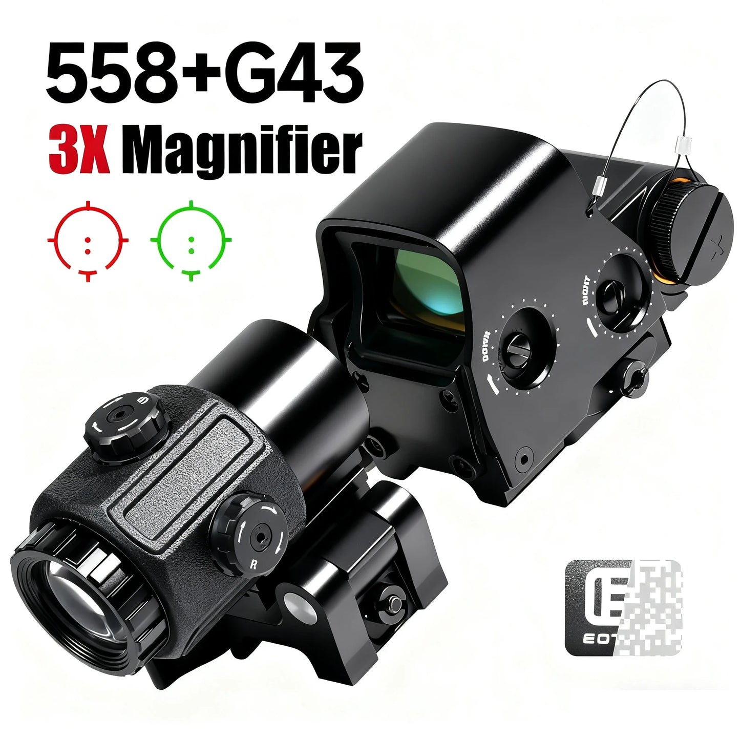Hot Sale E*t*ch 558 Holographic Red/green Dot Sight and 3X/5X Magnifier Kit Hunting Gear Collimator W/Original Markings