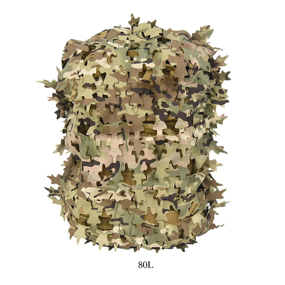 3D Bionic Leaf Shape Disguised Net Backpack Cover 60L 80L Laser Cut Hunting Backpack Cover Paratrooper