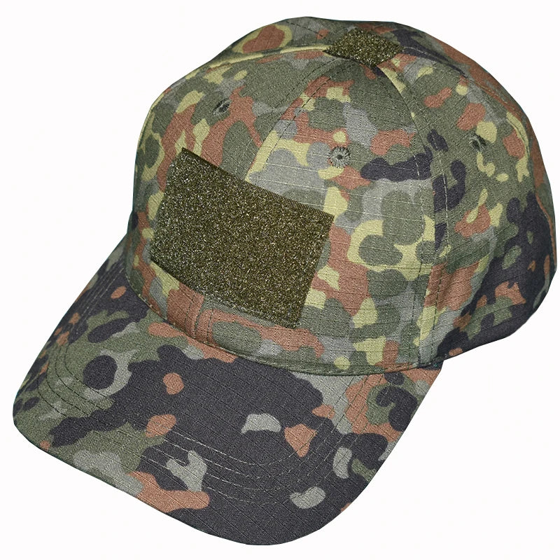 Tactical Flecktarn Camouflage Military Style Baseball Cap Outdoor Camping Fishing Cap Unisex Paintball Flat Hats