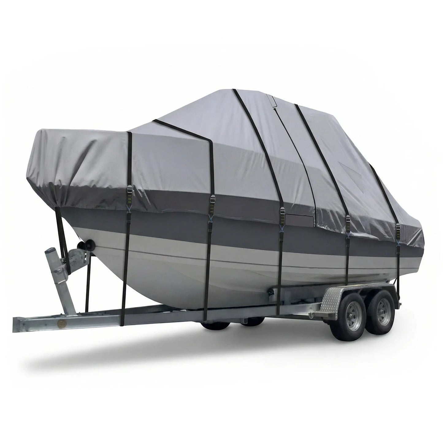 1200D Hard Top Yacht Boats Storage Covers with Motor Covering & Adjustable Buckle with 18 Tie Down Strap For Protecting Roof