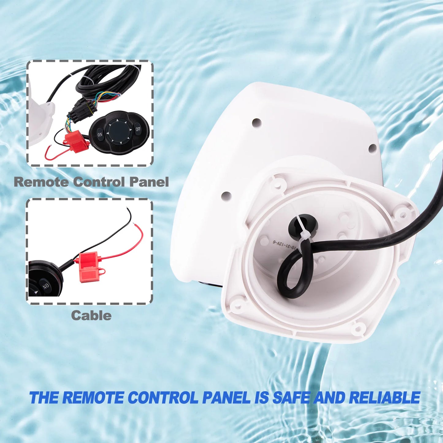 12V 100W Marine Remote Control Spotlight Searchlight for Boat, Truck, Car 2500LM White