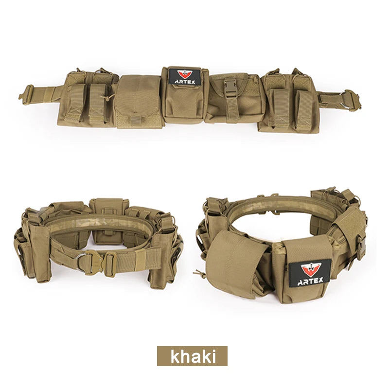 Outdoor Battle Belt Set 7-in-1 Law Enforcement Airsoft Tactical Duty Belt with Molle Utility Pouches Accessories