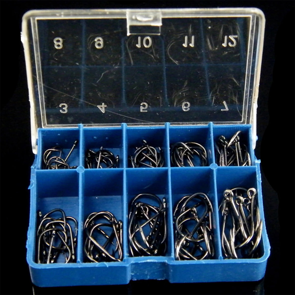 100pcs Iseama Fishing Hooks Size 3-12 Black with Loop High Carbon Steel for Wild Fishing Fly Fishing tools