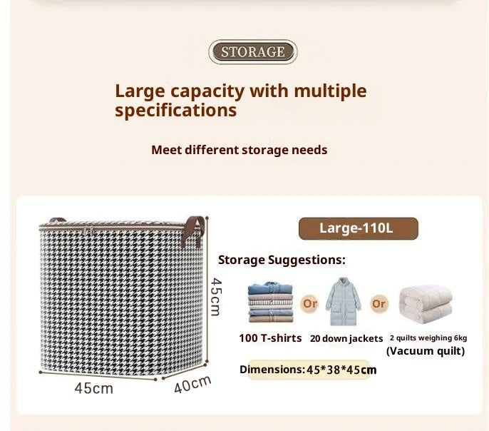 1PC220L Large Capacity Clothes Storage Box with Lid Foldable Laundry Basket Organizer Bag for Baby Clothes Home Storage Solution