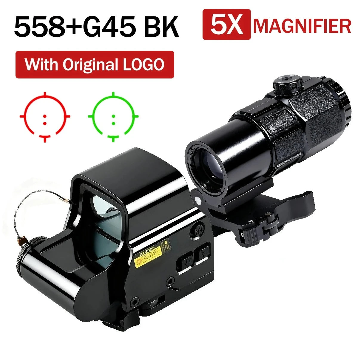 Hot Sale E*t*ch 558 Holographic Red/green Dot Sight and 3X/5X Magnifier Kit Hunting Gear Collimator W/Original Markings