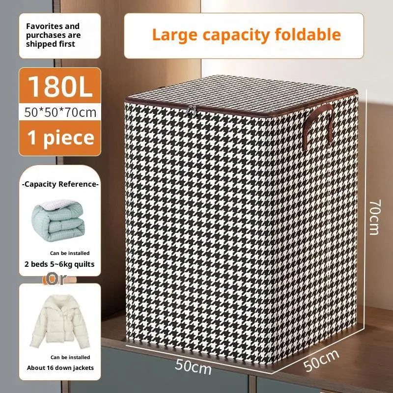 1PC220L Large Capacity Clothes Storage Box with Lid Foldable Laundry Basket Organizer Bag for Baby Clothes Home Storage Solution