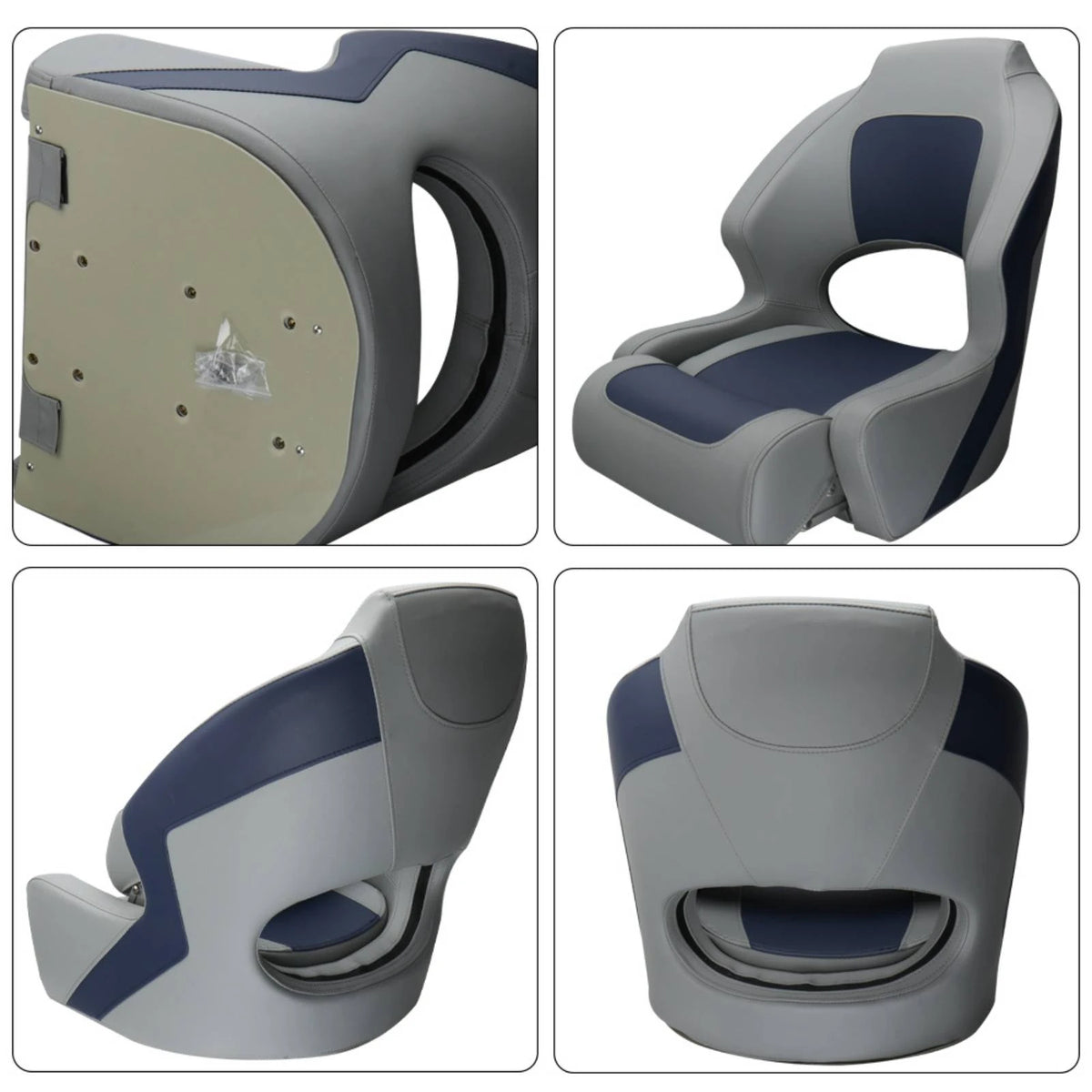 Boat Captain Chair Impermeable Two-tone High-back Seat with Cushion Marine-grade Seating for Boat Owners and Speedboats