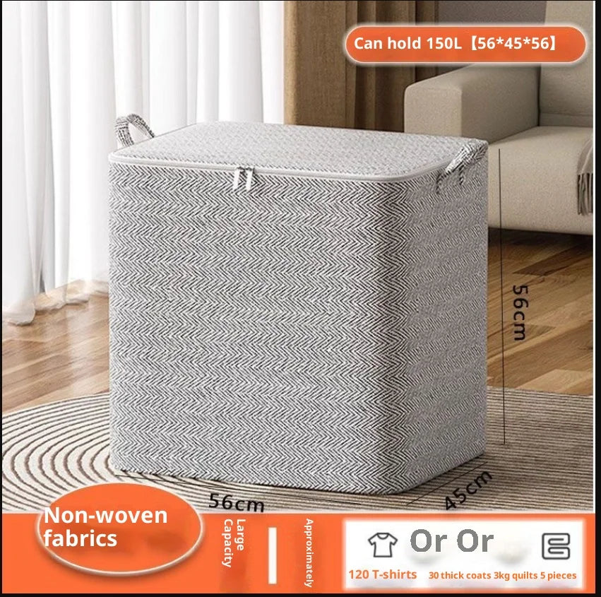 1PC220L Large Capacity Clothes Storage Box with Lid Foldable Laundry Basket Organizer Bag for Baby Clothes Home Storage Solution