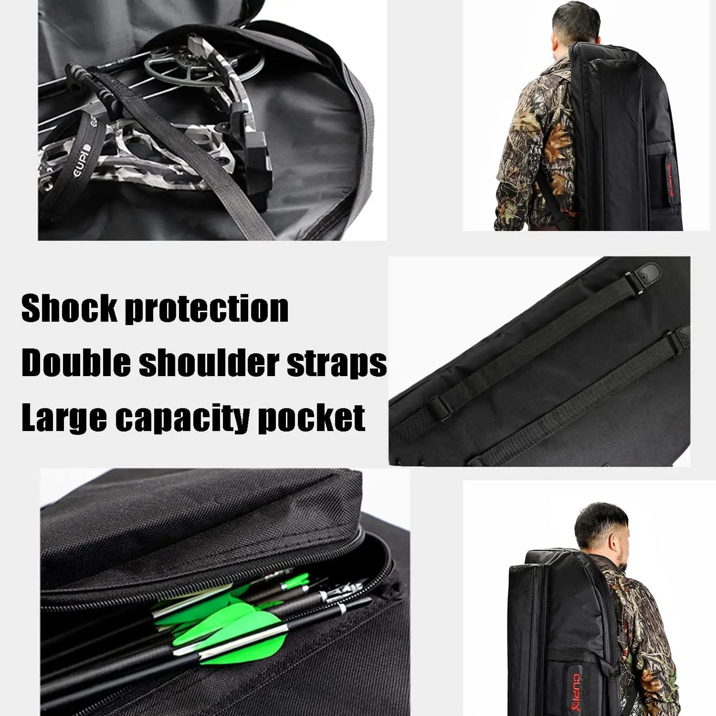 115cm Soft Padded Compound Bow Case Backpack Arrow Quiver Pocket