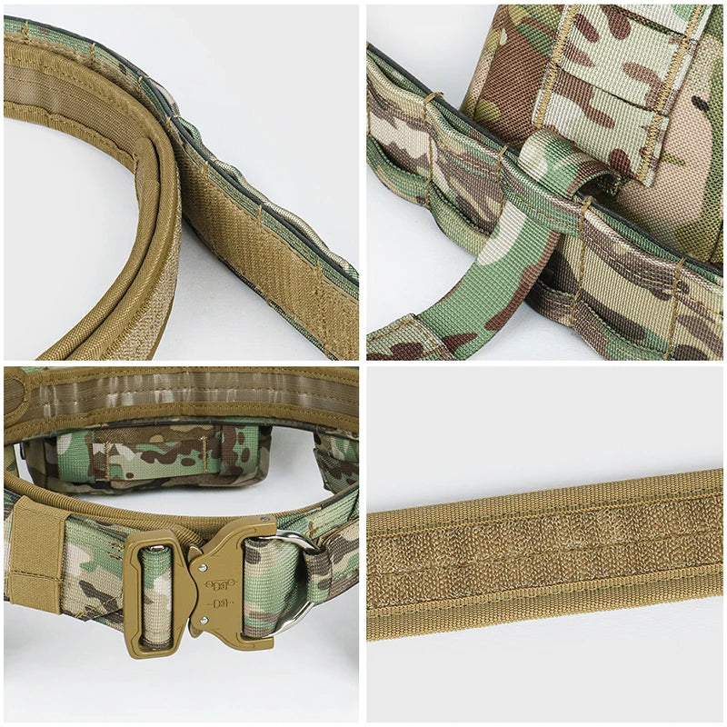 Outdoor Battle Belt Set 7-in-1 Law Enforcement Airsoft Tactical Duty Belt with Molle Utility Pouches Accessories