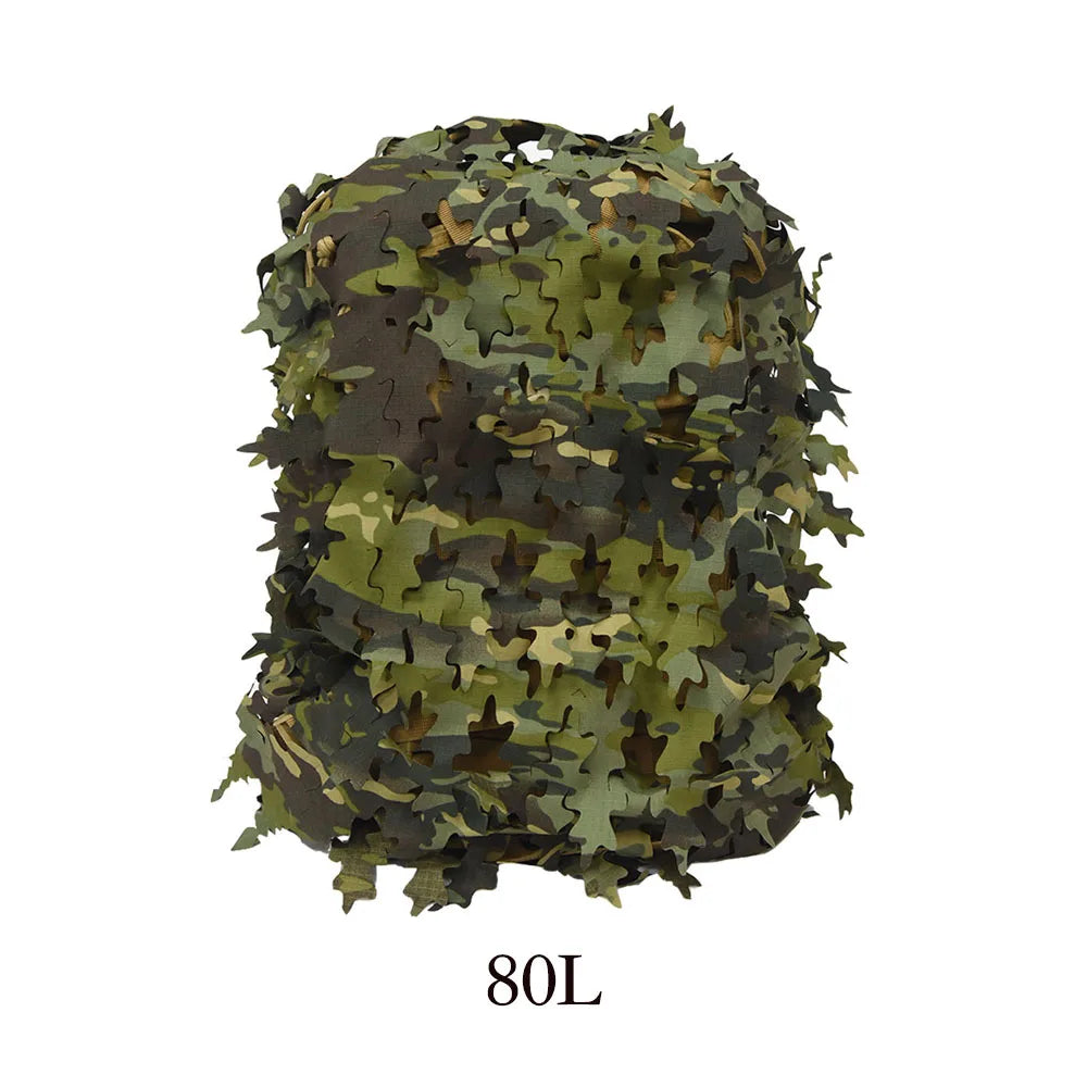 3D Bionic Leaf Shape Disguised Net Backpack Cover 60L 80L Laser Cut Hunting Backpack Cover Paratrooper