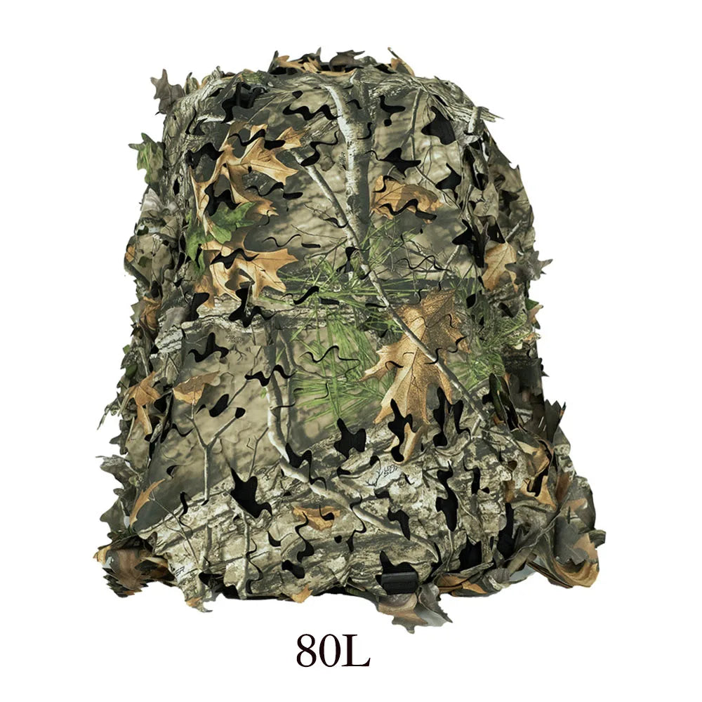 3D Bionic Leaf Shape Disguised Net Backpack Cover 60L 80L Laser Cut Hunting Backpack Cover Paratrooper