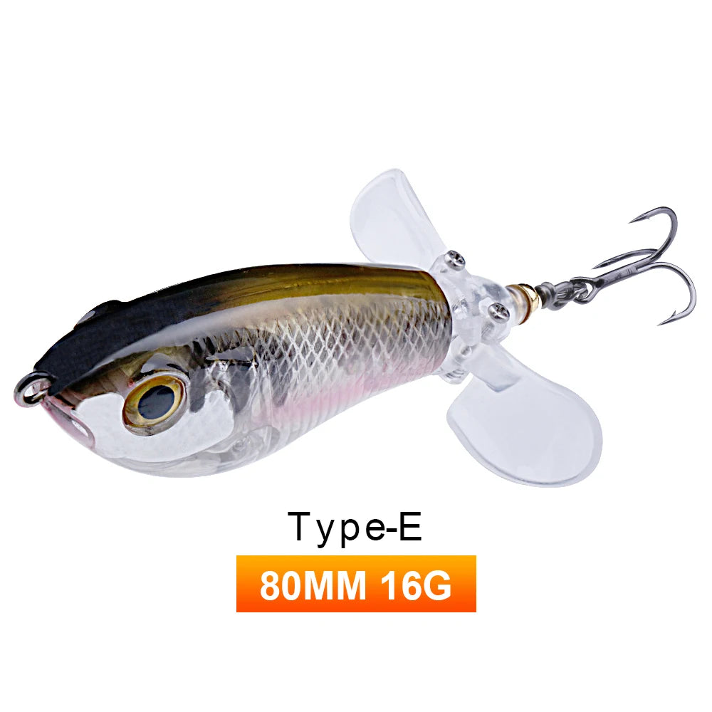 TREHOOK 9g/16g Topwater Whopper Popper Fishing Lures Rotating Double Propeller Tail Artificial Bait Floating Wobblers